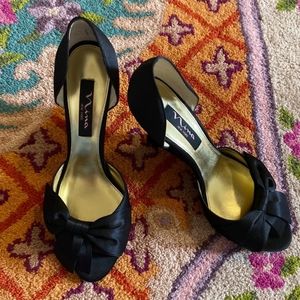 Nina formal satin wedge heels